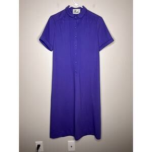 1960s Butte Knit Mod Purple Daphne Scallop Collar Coquette Romantic Midi Dress M